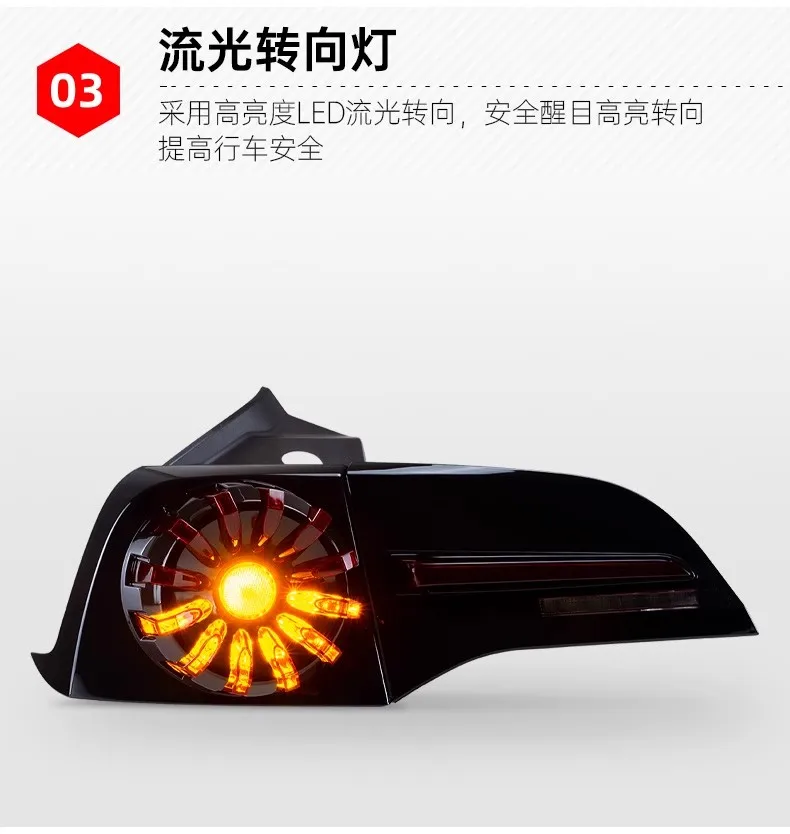 ل تسلا ModelY Model3 2019-2024 تعديل الضوء الخلفي لمبة خلفية LED ديناميكية ترون إشارة احتياطية تشغيل الضوء