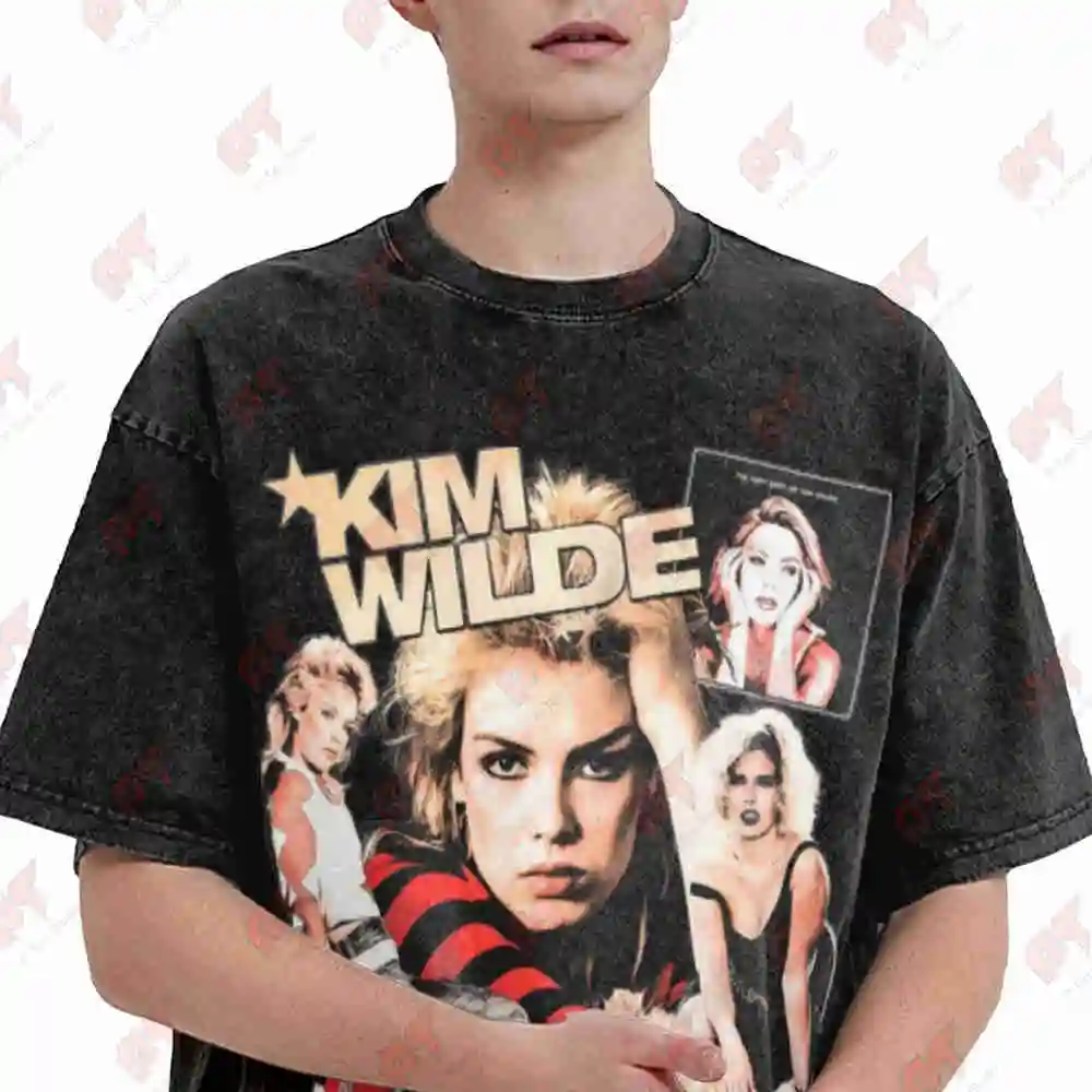 Kim Wilde Signature Logo Vintage Washed Tee Pure Cotton T-Shirt