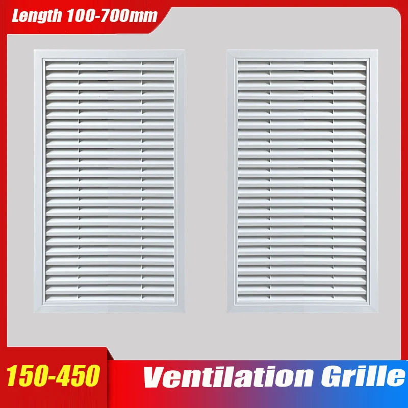 

White Aluminum Air Vent Louver Grille-Fixed HVAC Exhaust Vent Cover for Ceiling, Cabinet, Wall-Decorative Rustproof 150-400