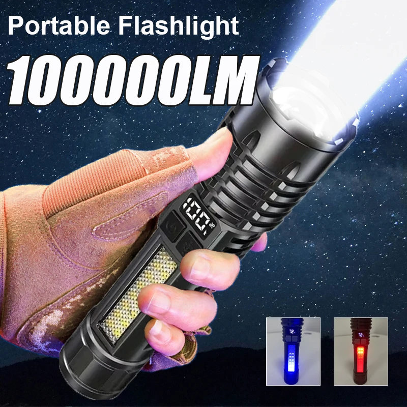 

Перезаряжаемый фонарик для кемпинга с боковым освещением COB, супер яркий фонарь, портативная светодиодная лампа, уличное освещение со встроенной батареей