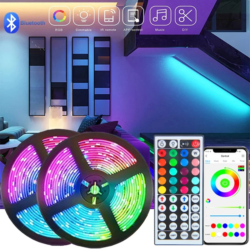 

1-5m 10m 20m 30M Bluetooth LED Strip Lights RGB 5050 Led Tape for Room Decoration Ice Light Music Remote TV Backlight Luces Led