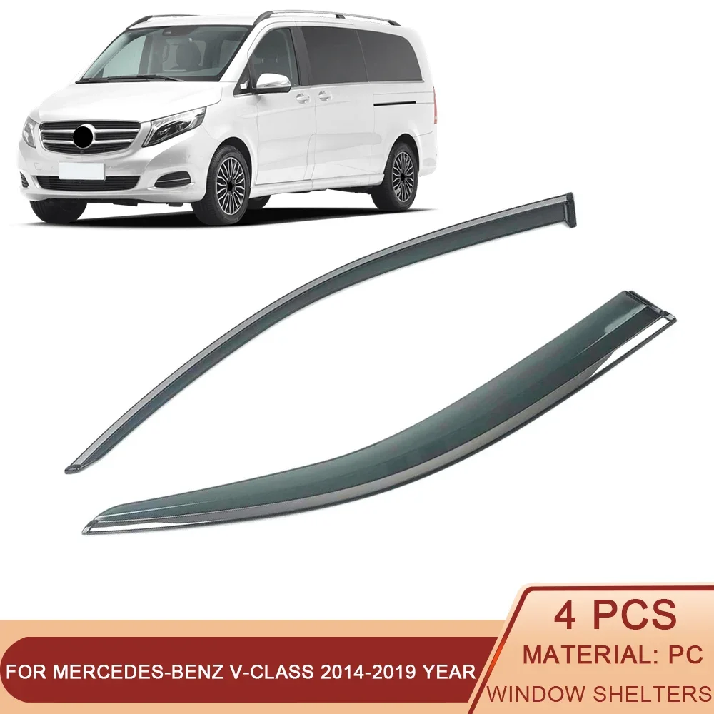 

For Mercedes-Benz V-Class 2014-2019 W447 Car Window Sun Rain Shade Visors Shield Shelter Protector Cover Trim Frame Sticker