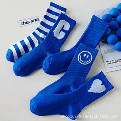 Autumn and Winter High Tube Socks for Women Sapphire Blue High Socks Sport Socks for Men and Women