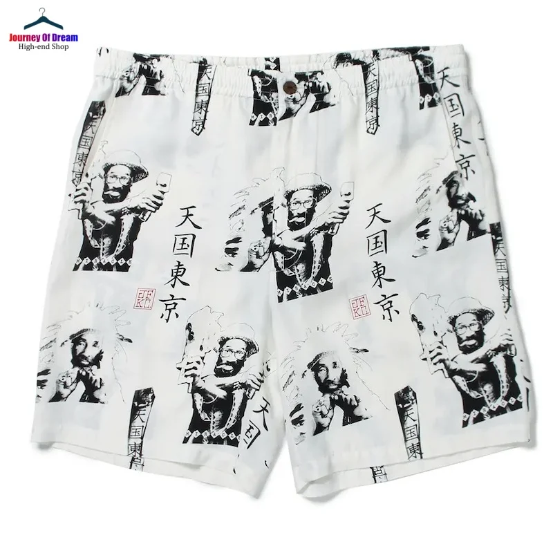 High Quality Mens Womens Black White Summer Beach Casual WACKO MARIA Heavenly Tokyo Full Print Casual Hawaii Shorts