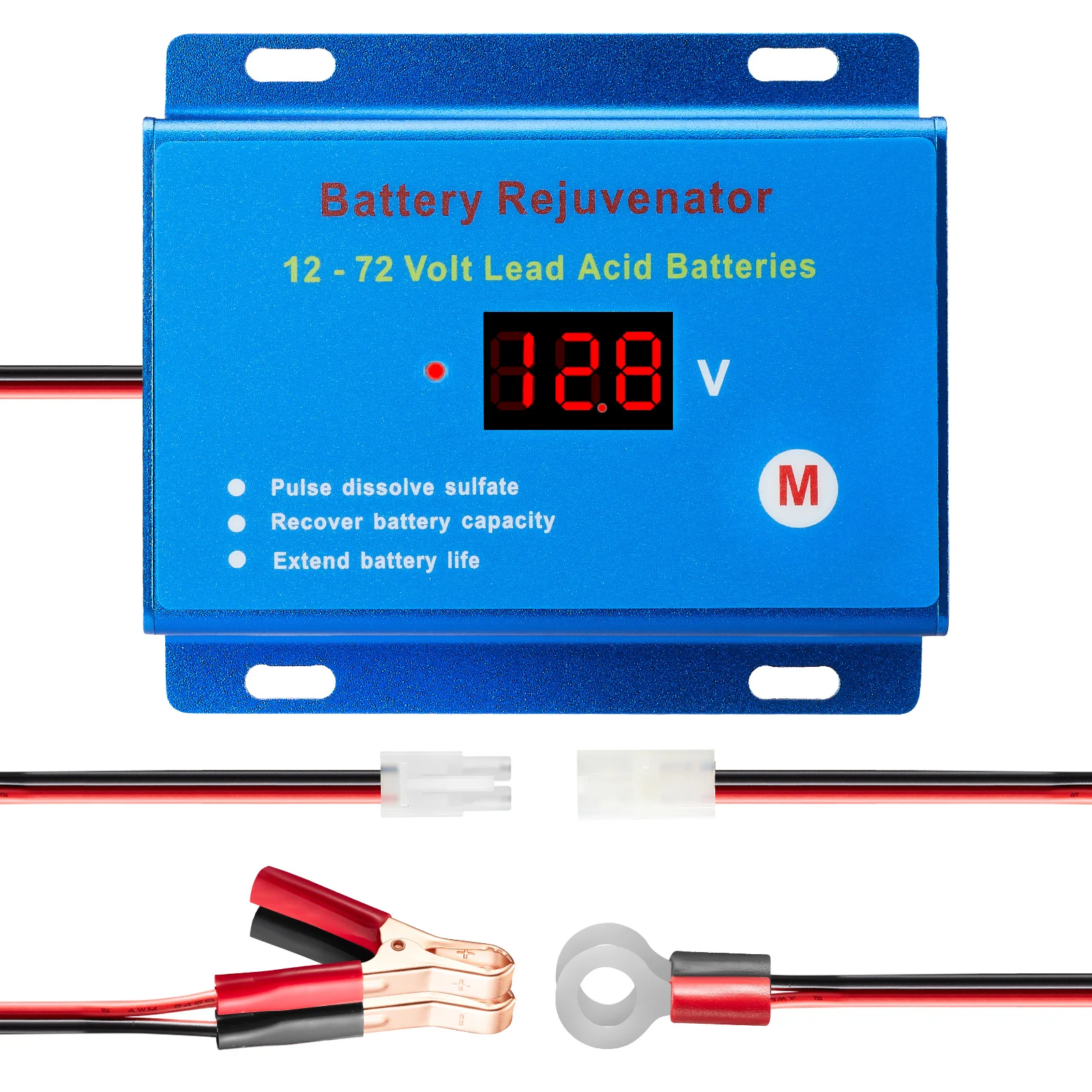 12V 24V 36V 48V Battery Desulfator Regenerator for 12V - 72V Lead acid Batteries with Quick Disconnect Cables