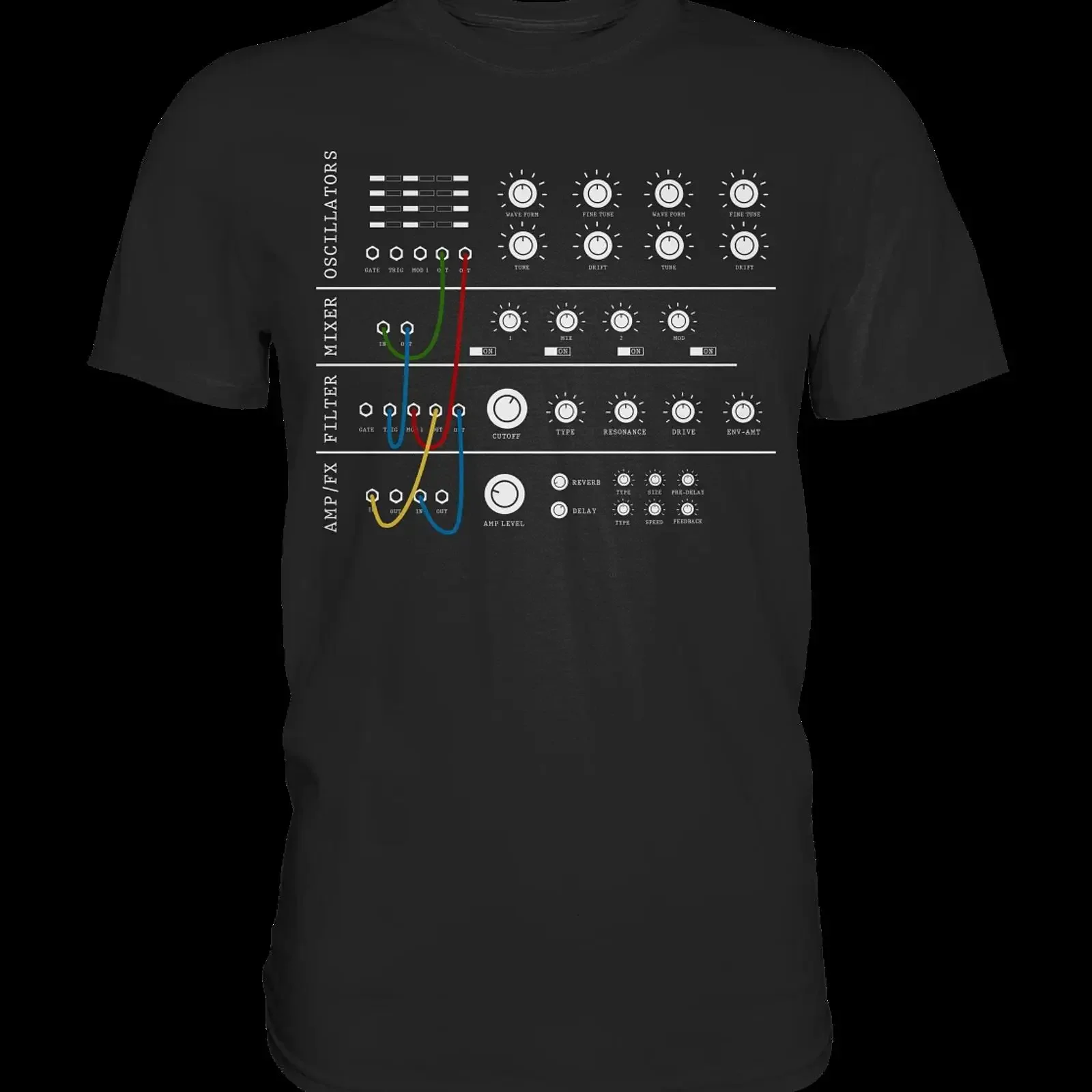 Modularer Synthesizer Analog T Shirt vintage Washed homme Stretched Versatile streetwear Comfortable Slightly Casual Stylish
