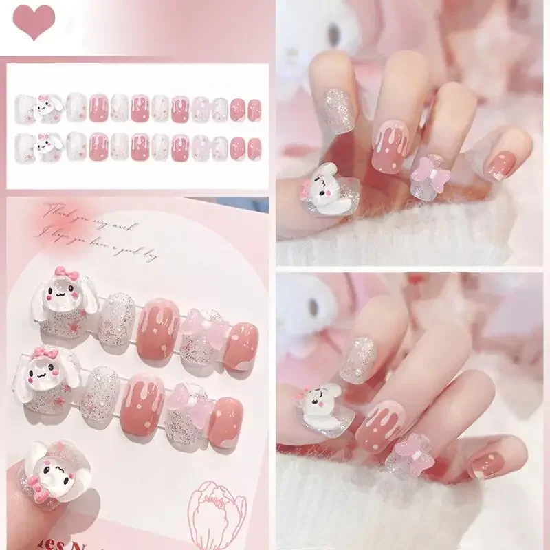 Sanrio cinnamoroll remendos de unhas remendo anime dos desenhos animados bonito removível kawaii remendos de unhas remendo menina & criança presentes de férias