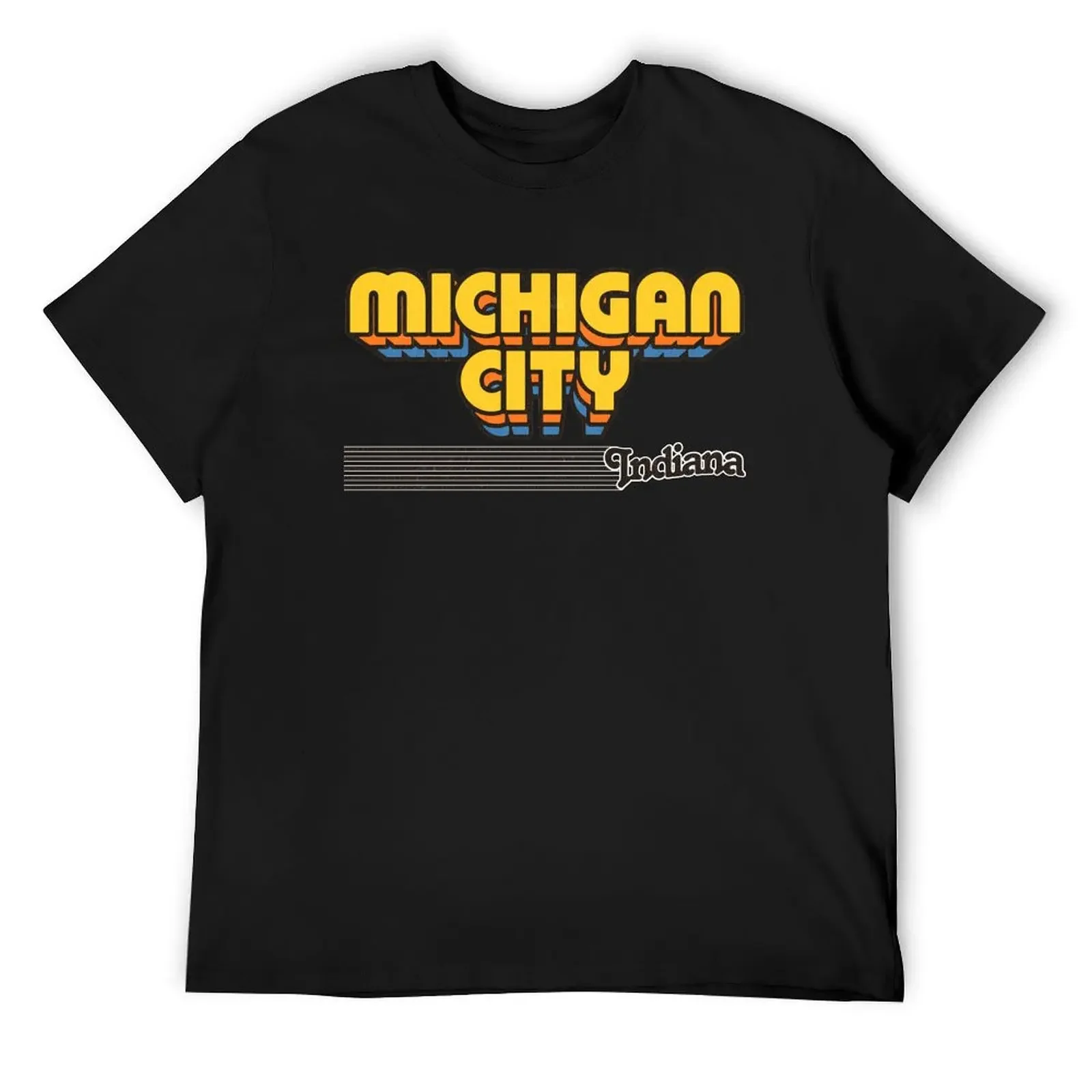 

Michigan City, Indiana Retro Stripes T-Shirt custom t-shirts rapper graphic tees new gifts and t-shirts summer top mens t shirt