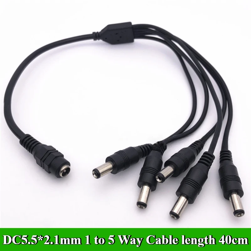 DC5.5 * 2,1mm 1 a 2/3/4/5/6/8 vías Cable divisor de corriente CC 5V 12V Cable conector adaptador de corriente para tira de luces LED cámara CCTV