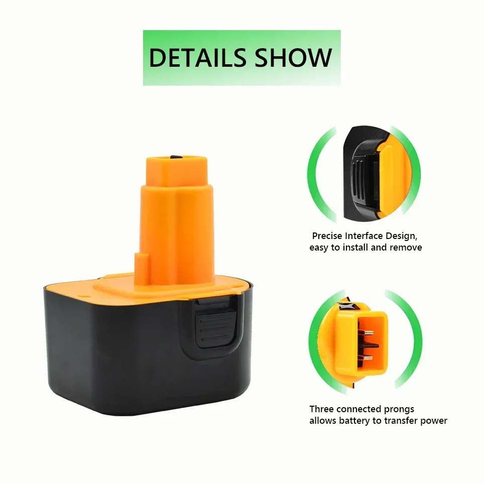 Ni-MH Replacement Battery for Dewalt 12V DC9071 Battery DW9071 DW9072 DC9071 DE9072 DE9074 DE9075 Power Tool Battery+Charger