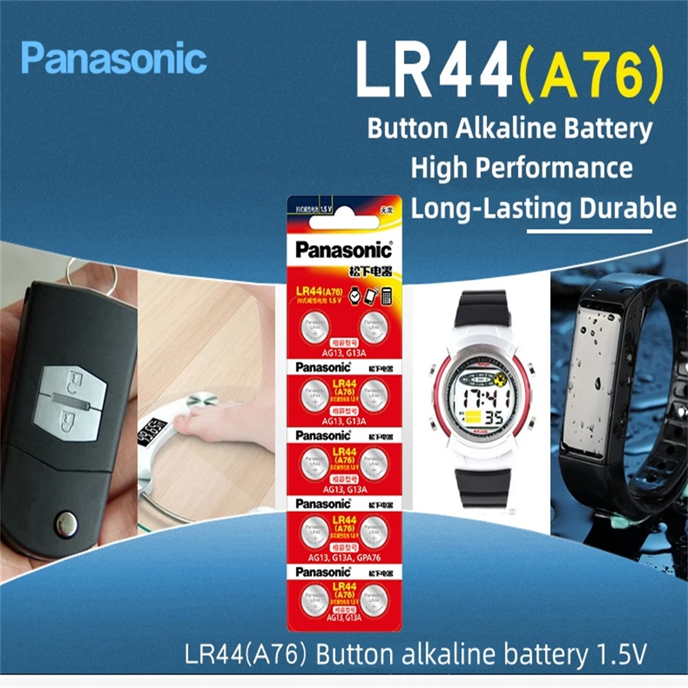 Hotsale الأصلي باناسونيك 1.5 فولت LR44 AG13 175 مللي أمبير زر خلية البطارية 357 SR44 LR1154 بطاريات لساعة حاسبة عملة خلية