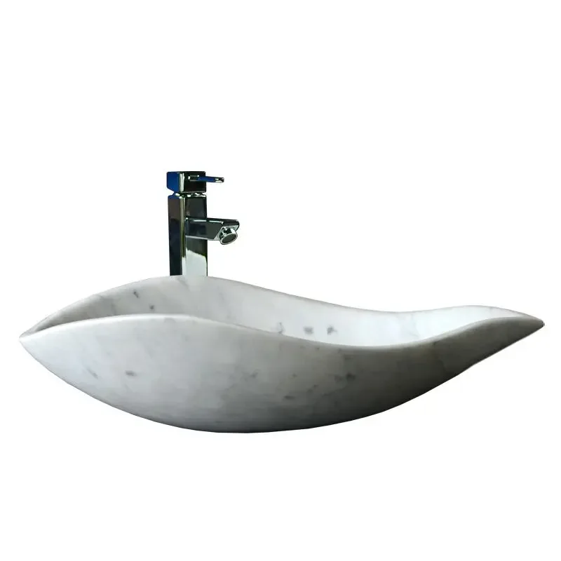 Art stage marble retro home creative stone single wash basin wash face light luxury round