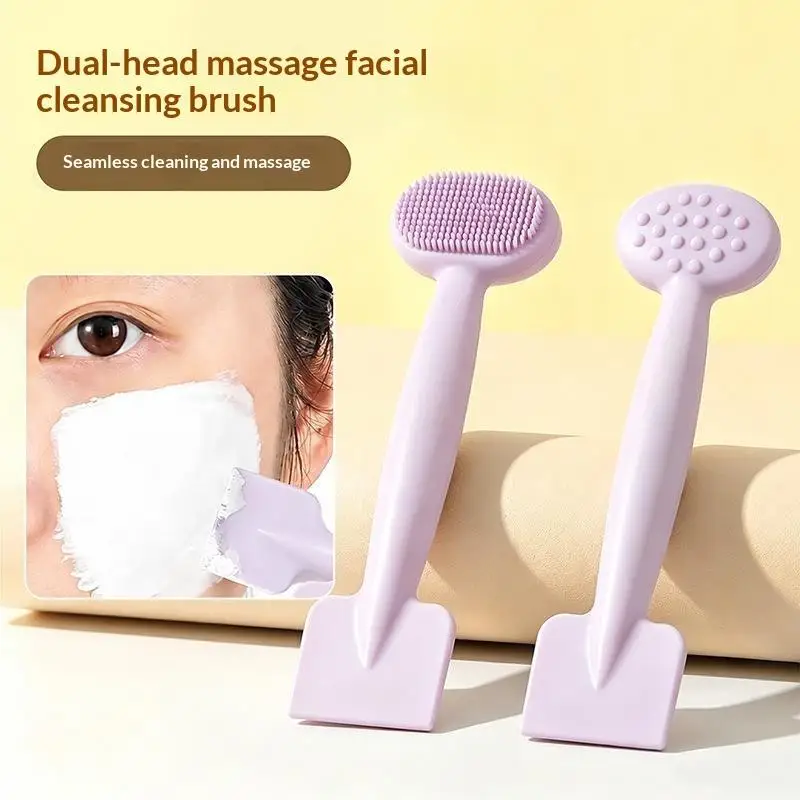 Double Head Silicone Facial Mask Applicator Brush Spoon Non-Stick for Face Cleansing Sleeping Mask Skincare Routine