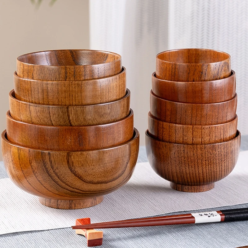 

Japanese Wooden Bowls Jujube Wood Children Baby Adults Small Soup Bowls Solid Wood Salad Bowls Retro Household Tableware