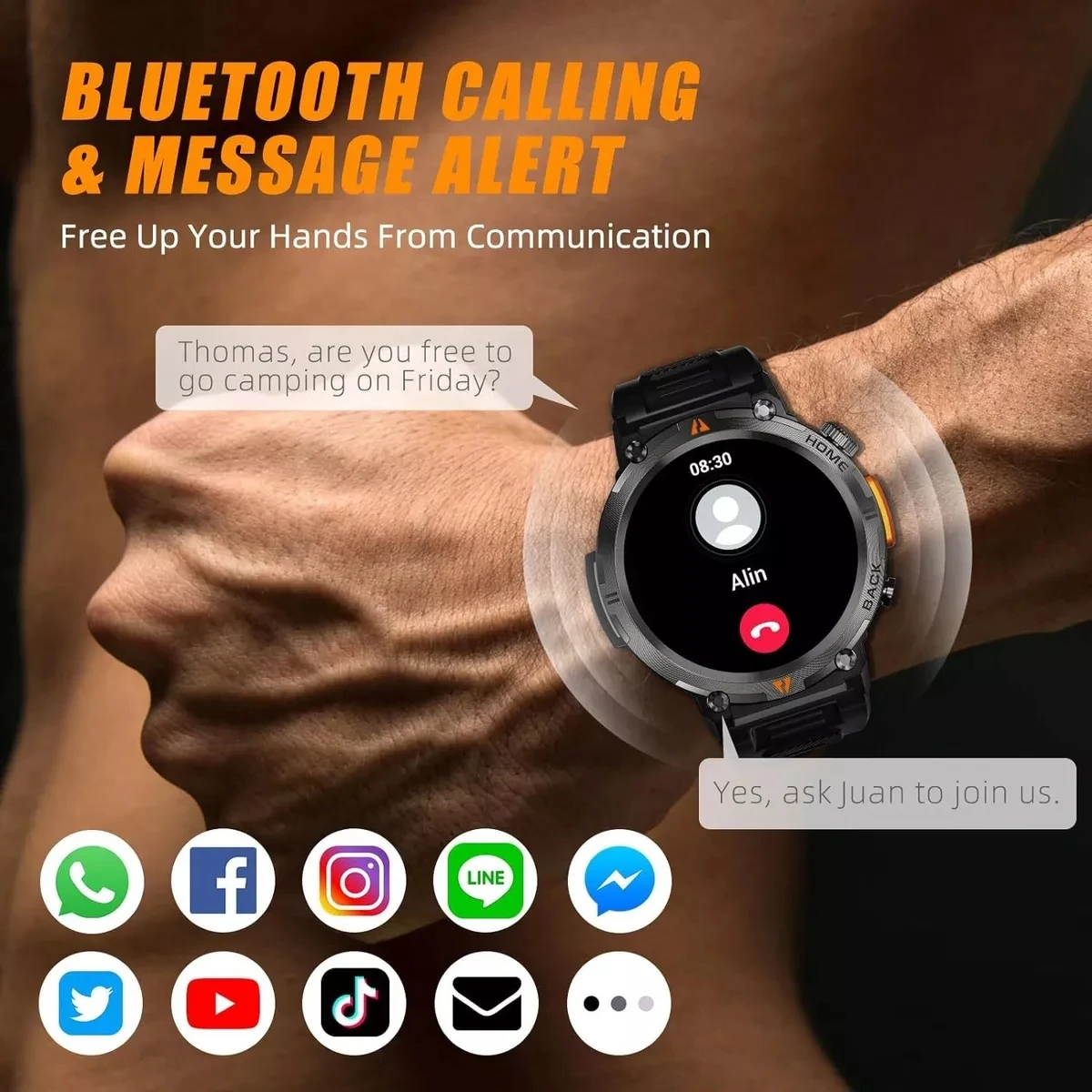 2024 neu für Xiaomi Militär Outdoor Sport Smartwatch Männer LED Licht Kompass IP68 wasserdicht GPS Track Bluetooth Anruf Smartwatch