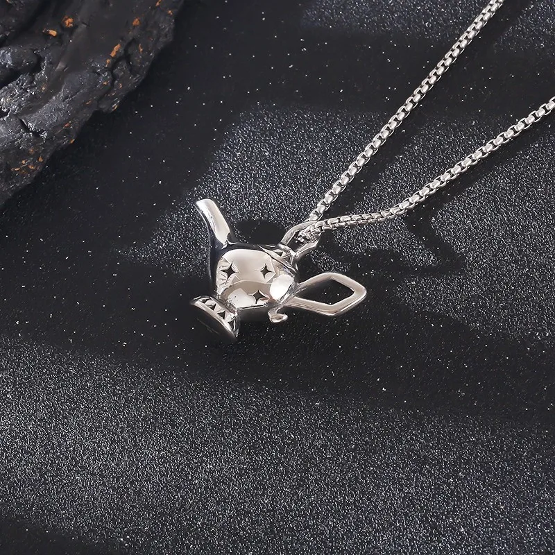 Literatur spezielle mythische Aladdin Lampe Anhänger Halskette für Frauen Männer Edelstahl einfache Charm Hals Hals Party Schmuck Geschenke – Detail 8