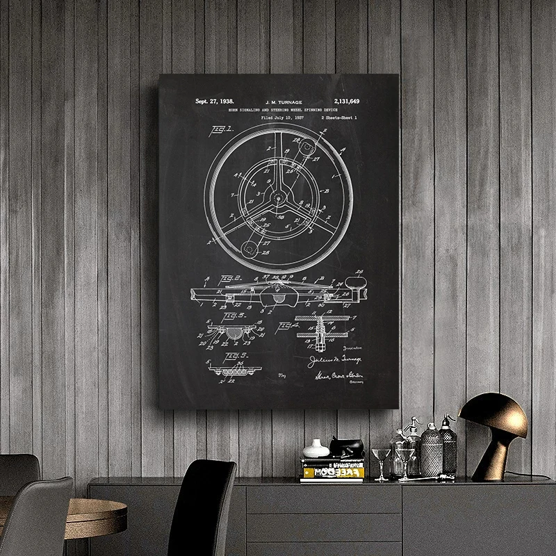 محرك السيارات ميكانيكي المخططات المشارك خمر المتحمسين الميكانيكية جدار الفن صورة ديكور لغرفة المعيشة ديكور المنزل