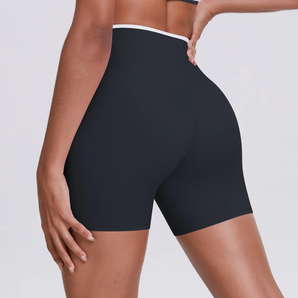 Yoga-Shorts, Damen-Fitness-Shorts, Shorts mit V-förmiger Taille, Lauf- und Fahrradshorts, atmungsaktive Sportleggings, Shorts mit hoher Taille für das Training und das Fitnessstudio. – Detail 8