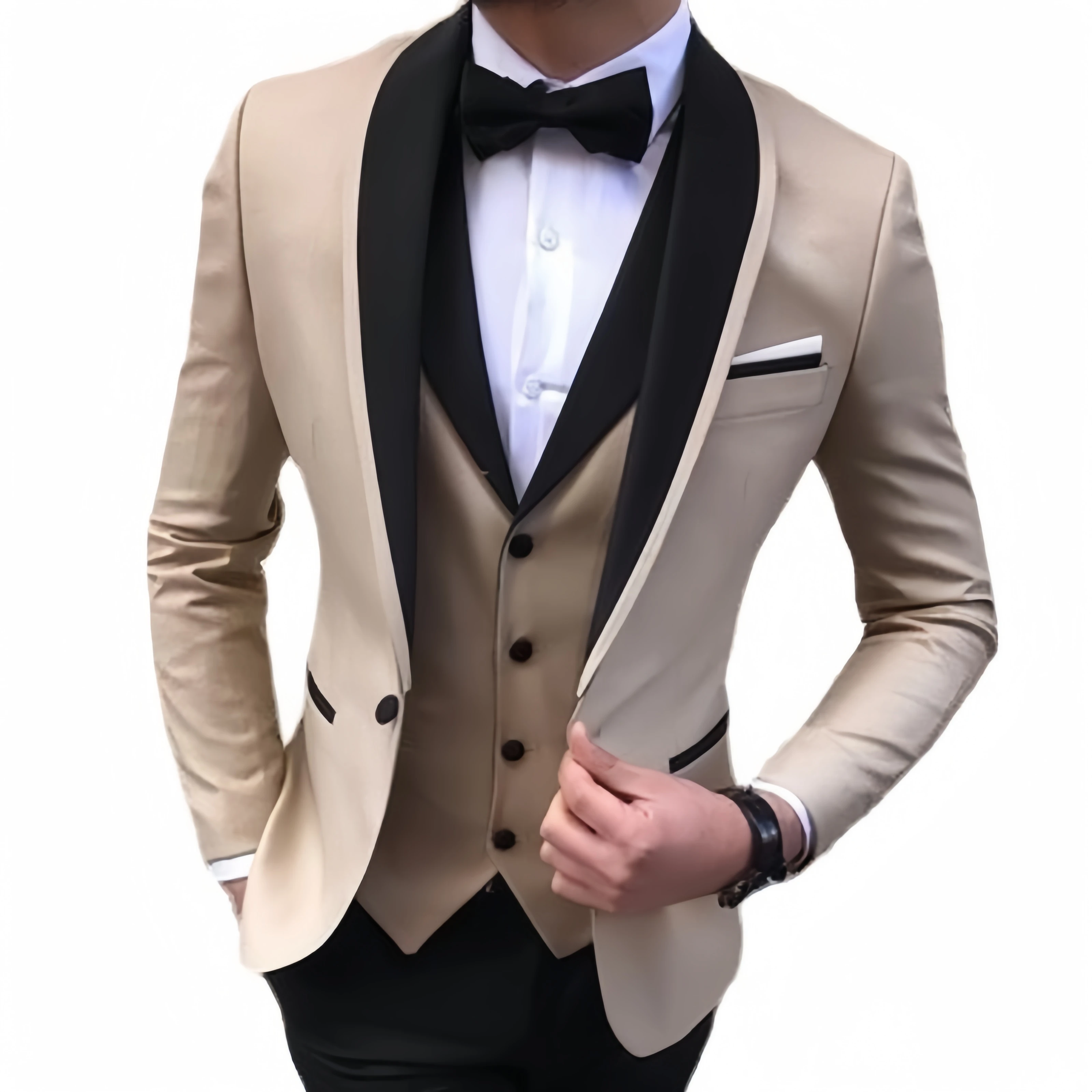 Suit for Men 3 Piece(Blazer+Vest+Pant+Free tie)Slim-fit Business Groomsman Suit Groom\'s Wedding Dress Men\'s Suit Plus Size Suit