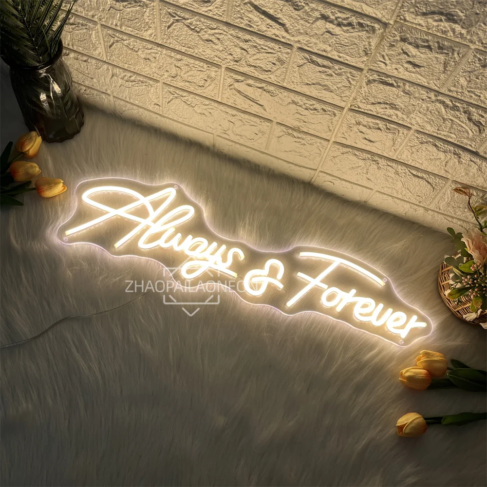 Always Forever Neon Sign Led Wall Room Decor Marriage Wedding Romantic Letter Neon Light Signs Bedroom Decoration Dimmable Lamp