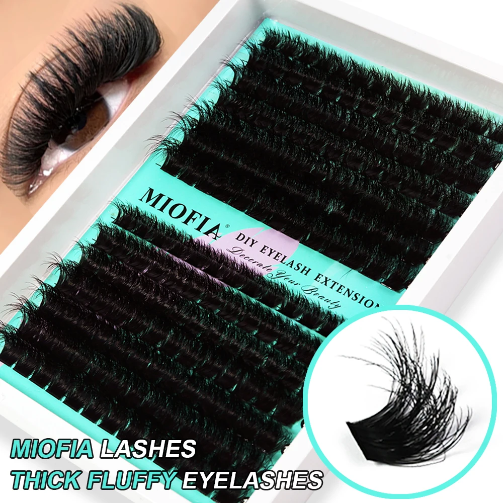 

MIOFIA 150D 100D 80D 50D Wispy Thick Lashes Clusters Mixed Length Tray Natural DIY Eyelash Extension 3D Faux Mink Lashes Makeup
