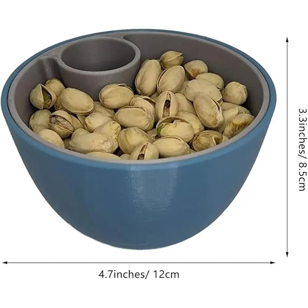 Food Tableware 3D Printed Nut Seed Bowl Easy To Clean Dual-Chamber Shell Storage Holder Reused 2-in-1 Snack Organizer