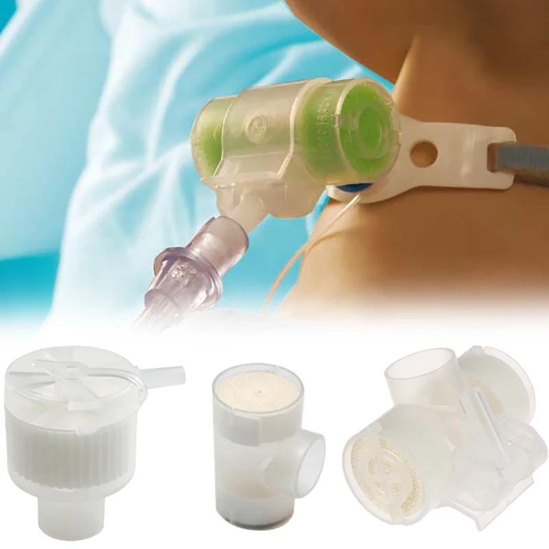 1/2/3/4 قطعة الأنف الاصطناعي الطبي القابل للتصرف مع منفذ إدخال الأكسجين الترطيب القصبة الهوائية تنفيس مبادلات الرطوبة الحرارية #3