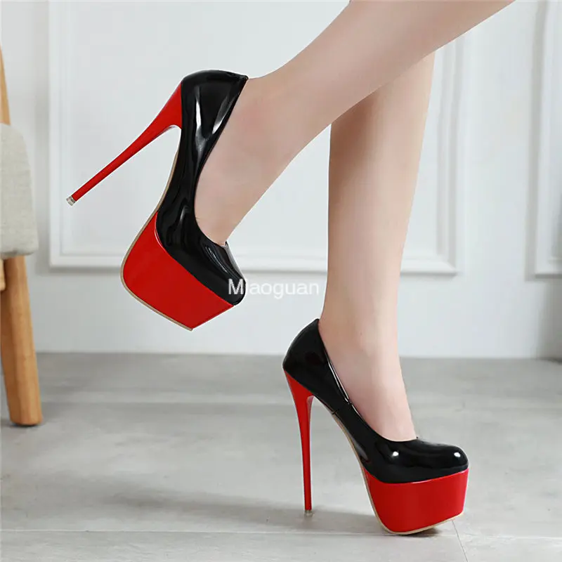 Sexy Thin Heels Sandals Women Pumps OL Black Platform Pumps Wedding Party Shoes Pumps for Woman 16cm Platform High Heels Ladies