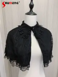 Original Design Japanese Style Mine Mass- Produced Capes for Women Lace Stitching Dark Gothic Harajuku Black Fashion Y2k Ponchos