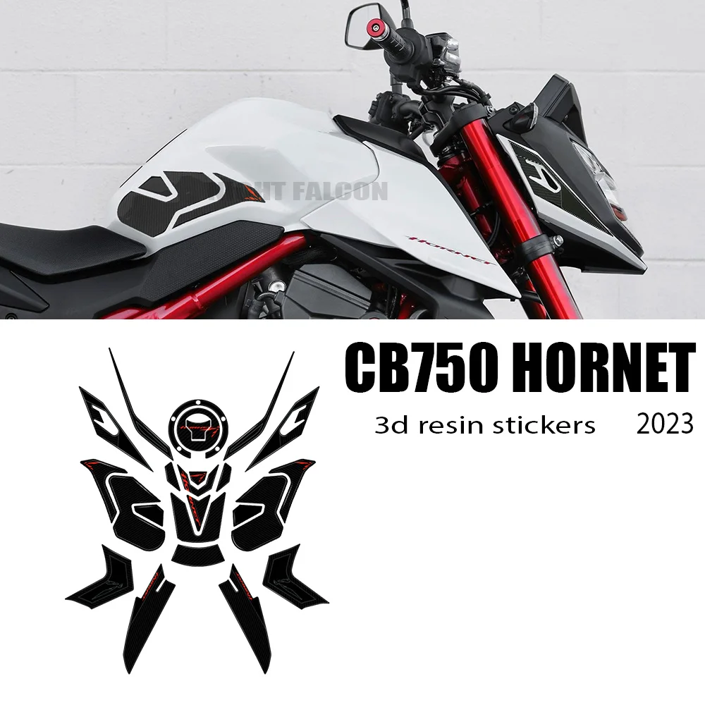 Bantalan tangki Kit pelindung stiker Epoxy Resin 3D aksesori motor untuk Honda Hornet CB750 CB 750 Hornet 2023