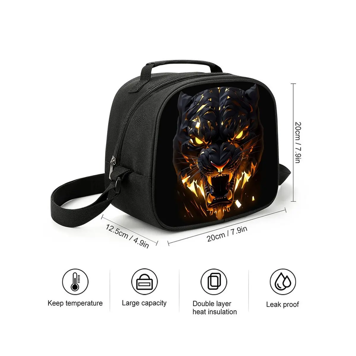 Tiger King Print Shoulder Strap Insulated Lunch Bag Eco-Friendly Waterproof Thermal Cooler Reusable Student Bento Food