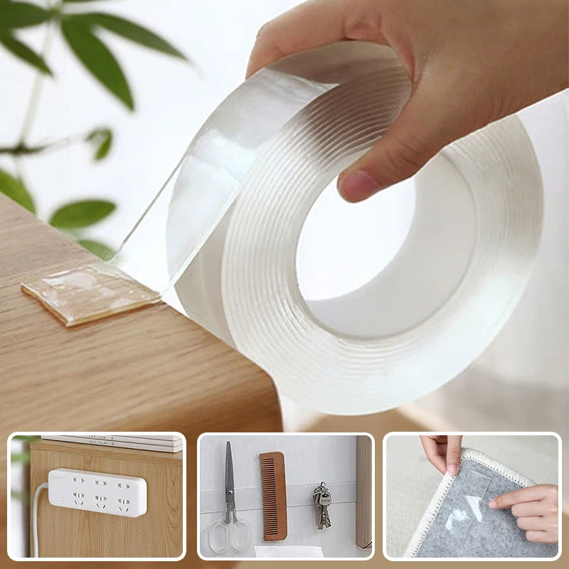 1/2/3/5m Nano Tape Double-Sided Adhesive Tape Traceles Waterproof Tape For Bathroom Kitchen Sink Tap Gel Sticker Christmas Decor