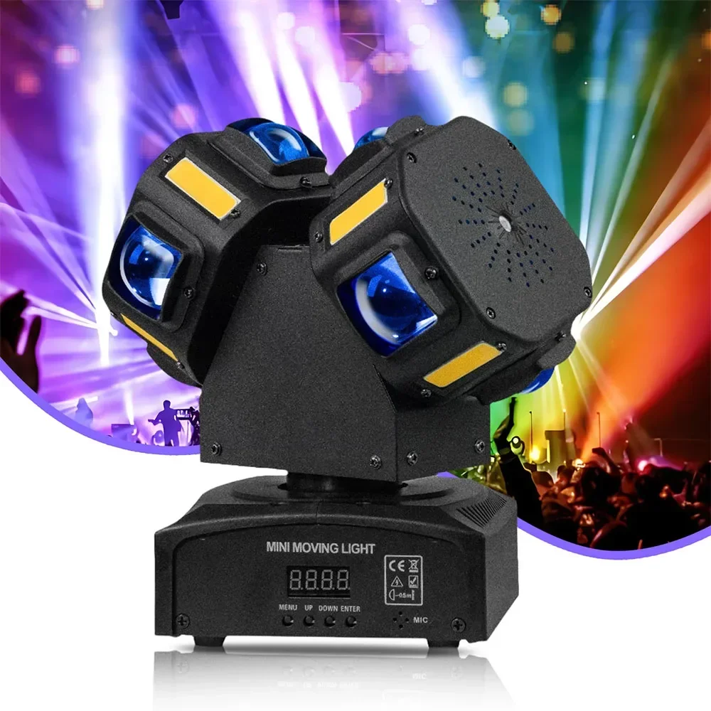 

НОВЫЙ 2-ручевой вращающийся светильник с подвижной головкой, сценический эффект, RGBW, луч, лазерный стробоскоп, дискотека, вечеринка, DMX, звуковое управление, свет