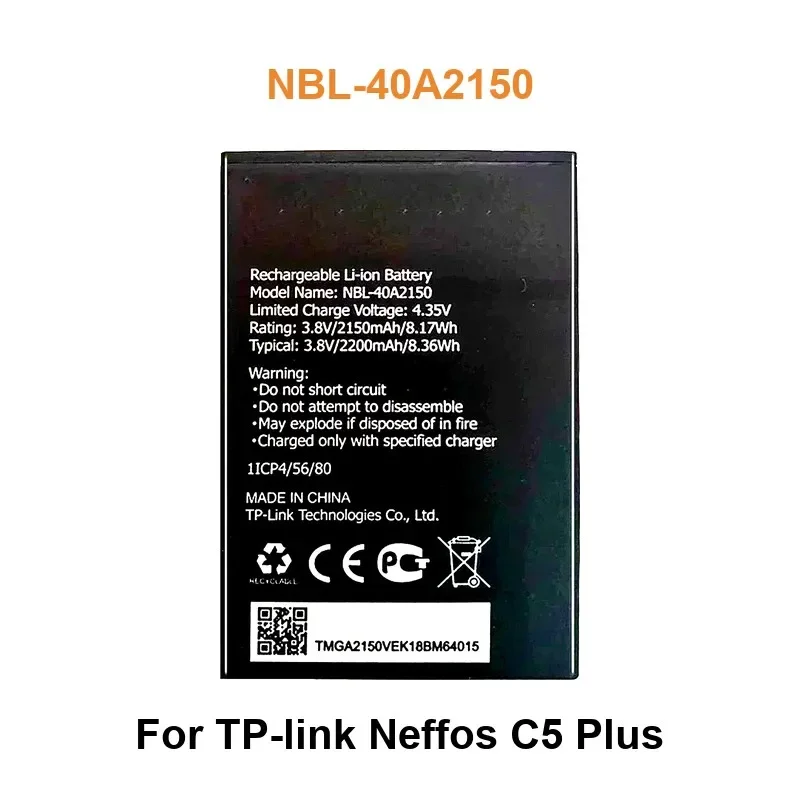 

Mobile Phone Battery For TP-link Neffos C5 Plus NBL-40A2150 2150mAh Real Capacity