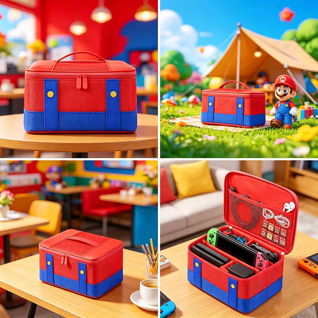 Portable Cute Case for Switch 2 / Switch / OLED, Waterproof Soft Shell Oxford Carrying Bag for Console Dock JoyCons Accessories view 5