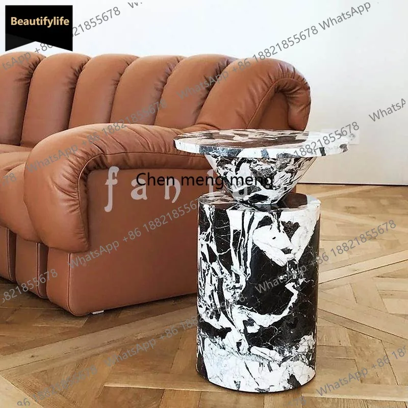 

M183 Customized Nordic luxury stone edge few designer light luxury natural marble corner few bedside tables