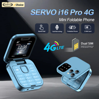 SERVO i16 Pro 4G LTE Mini Flip Mobile Phone Call Recording Speed Dial FM Radio Flashlight Dual SIM Card Small Fold Box Cellphone