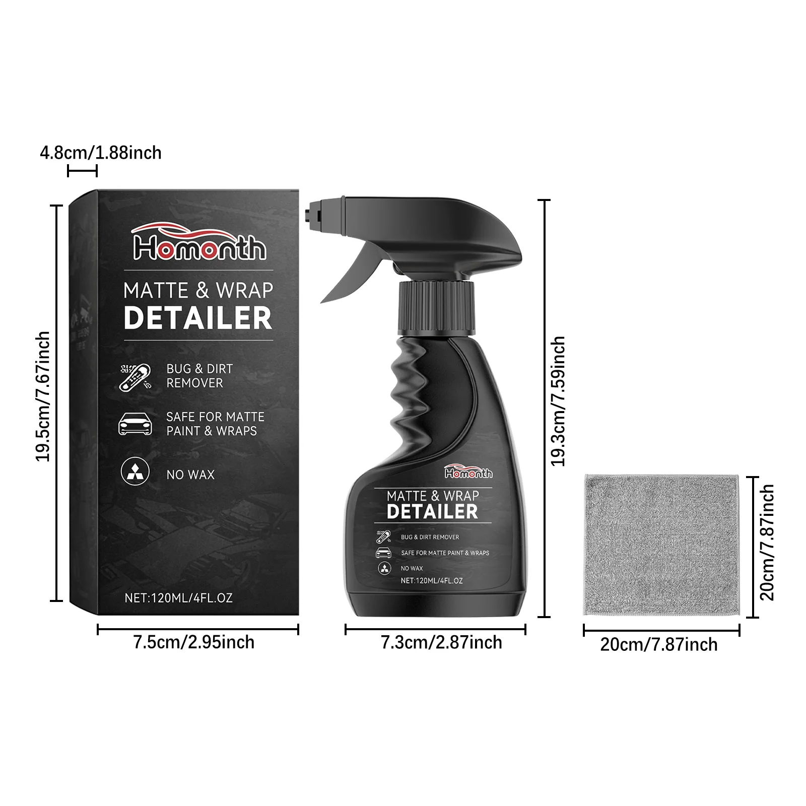 Homonth Matte Paint Wrap Detailer Spray ohne Wachs, Insekten- und Schmutzentferner, sicher für die tägliche Pflege und Reinigung des Auto-Außenteils, 120 ml – Detail 8