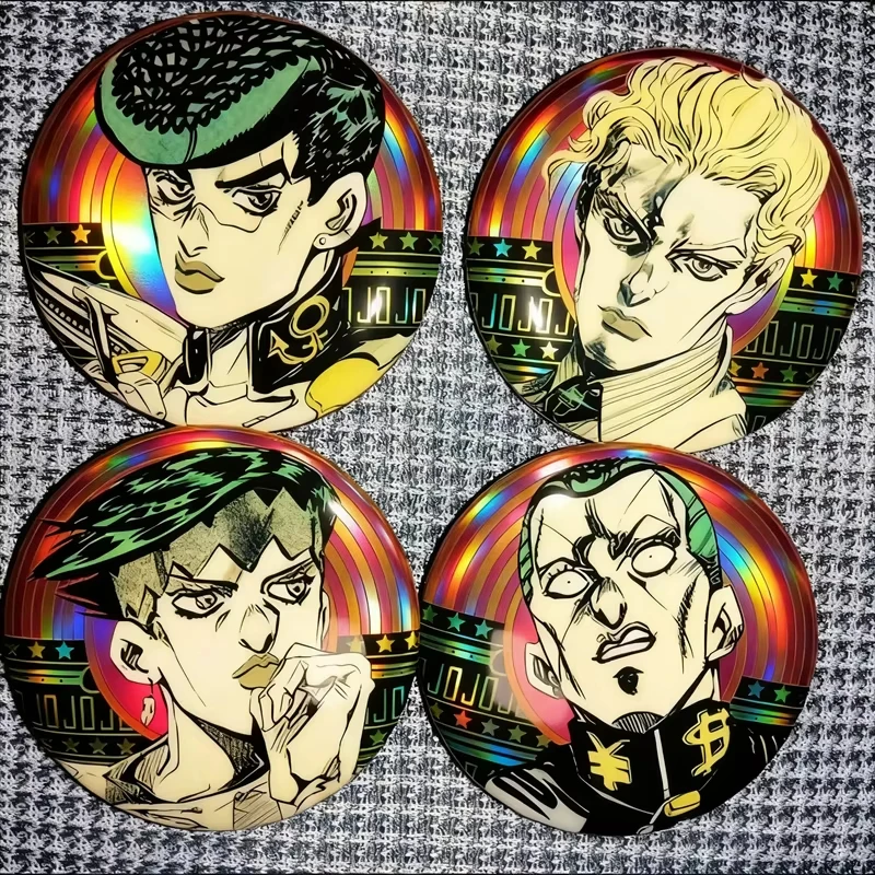 1/3/4pc JoJos Bizarre Adventure Metal Brooch Set Kishibe Rohan Cosplay Badge Giorno Kira Dio Jotaro Badge for Backpack Accessory