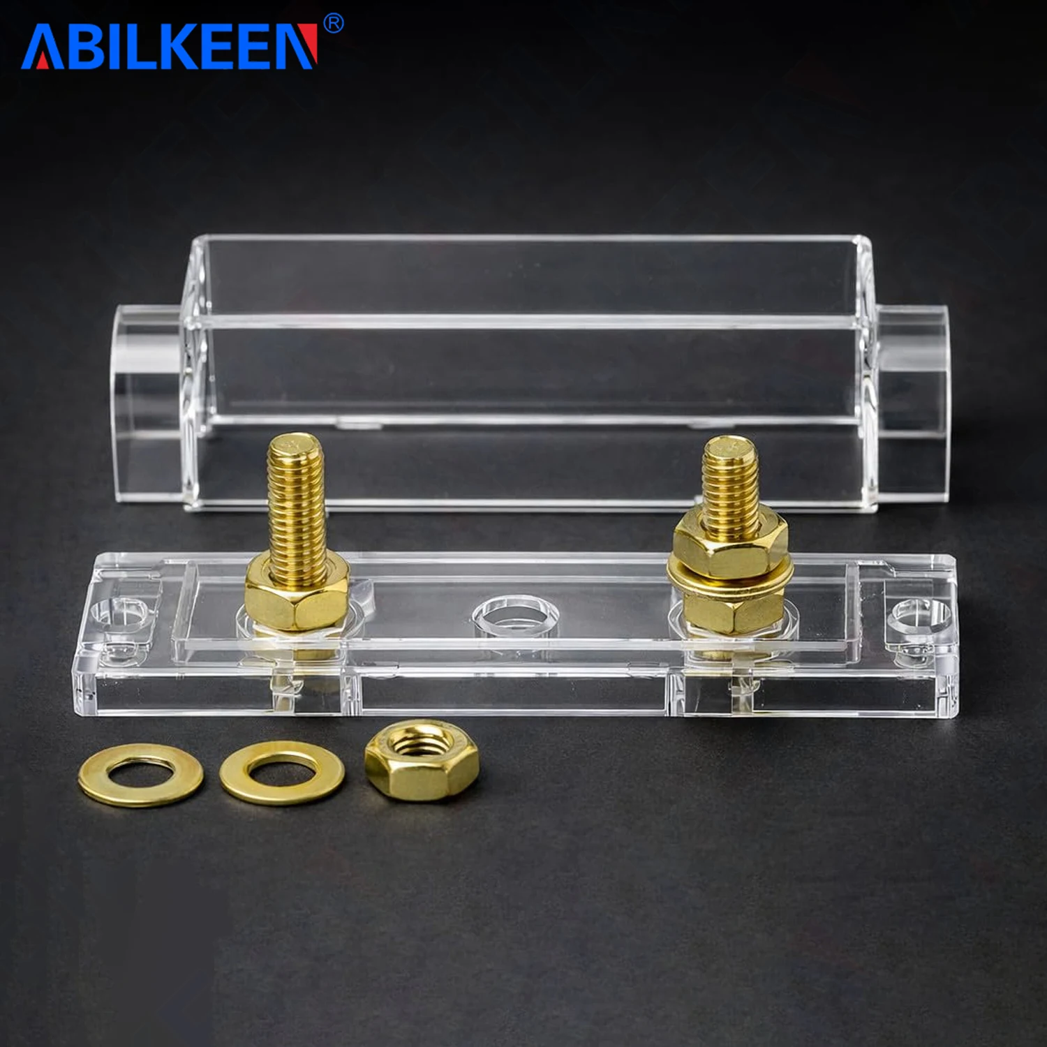 ABILKEEN ANL Automotive Fuse Holder ANL Fuse Base 32A~400A Bolt-on Fuse Holder Holder Black/Transparent Base with Handler