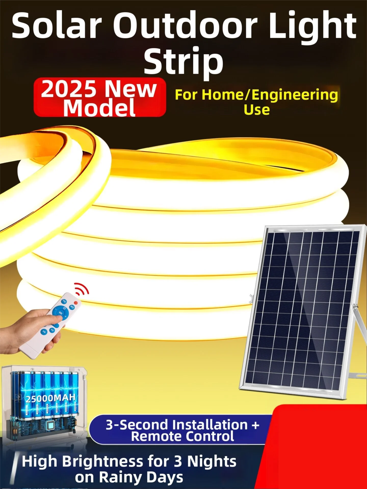 Solar Powered Ultra Bright Waterproof Outdoor Light Strip