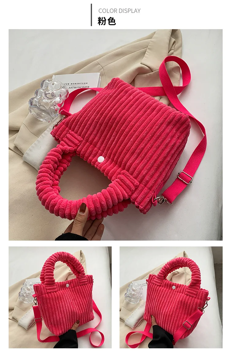Damen 2026 Herbst-Winter Neuer Stil Koreanische Ins Denim Samt Plüsch Schulter-Umhängetasche Hochwertige Handtasche für Frauen – Detail 24