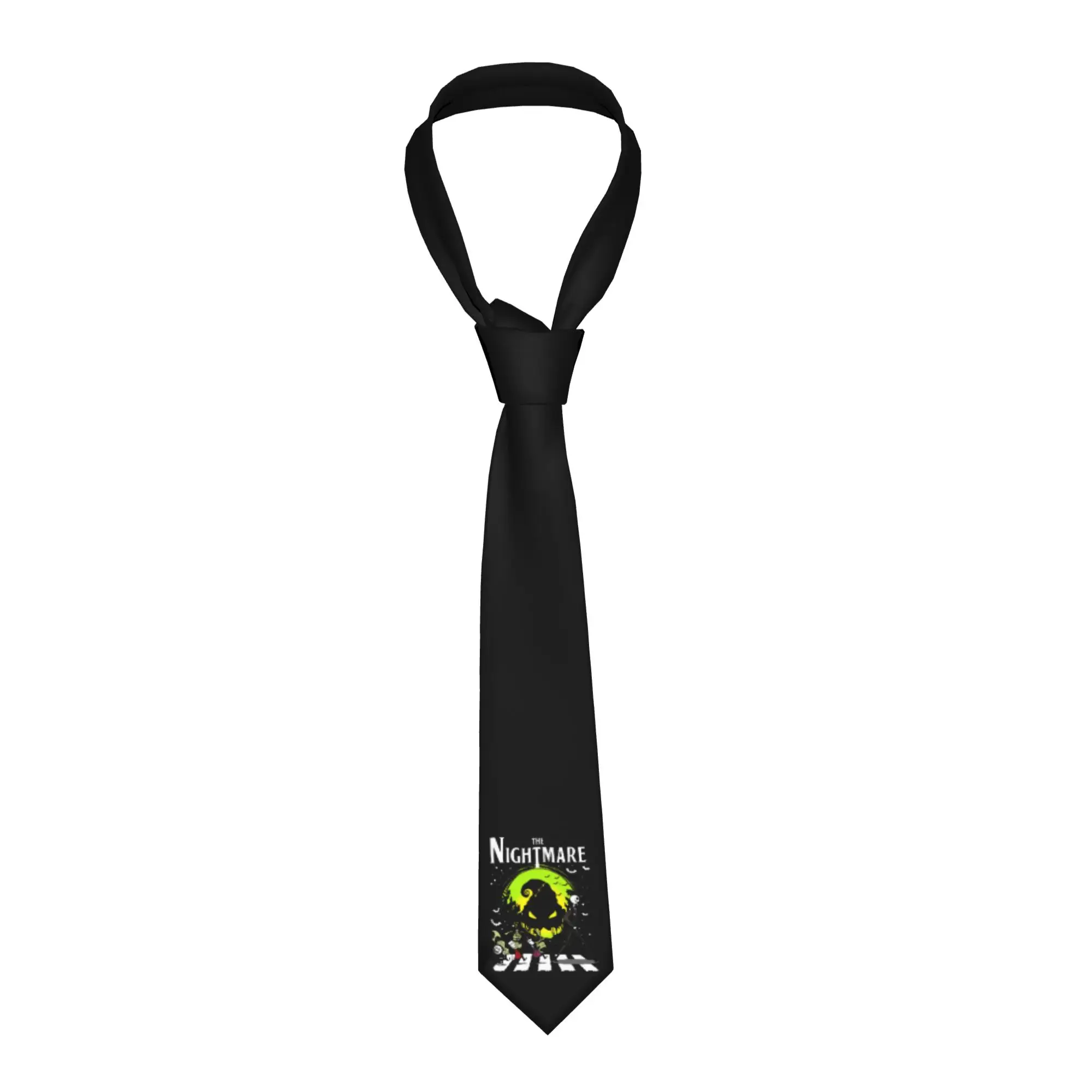 

Персонализированный галстук с изображением черепов Джека и Салли на Хэллоуин для мужчин, формальный, по мотивам фильма «Кошмар перед Рождеством», шелковый галстук для вечеринок