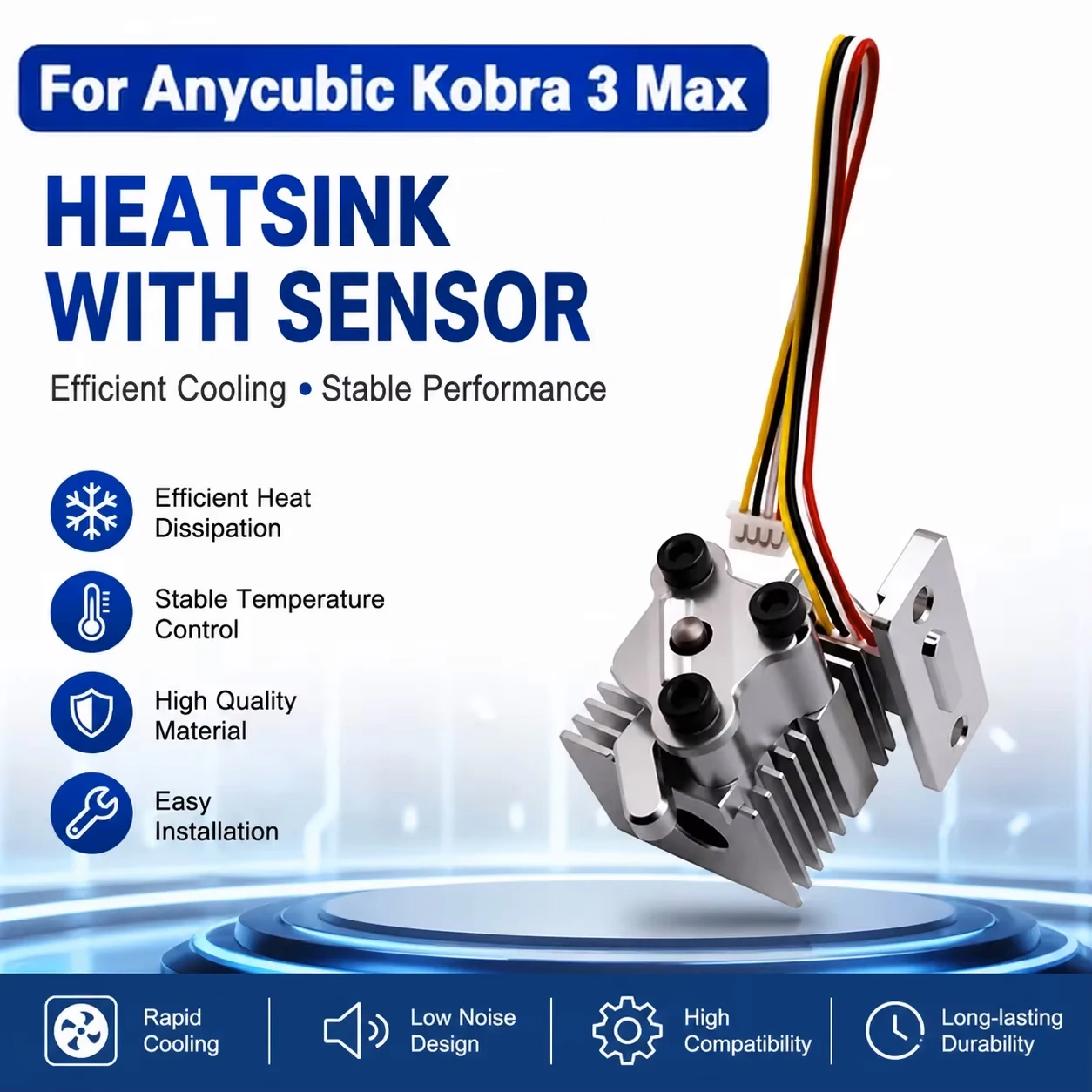 Verbessertes Hotend-Montage-Kit für Anycubic Kobra 3 Max 3D-Drucker, Schnellverschluss-Kühlkörper, Heizsensor-Ersatzteile