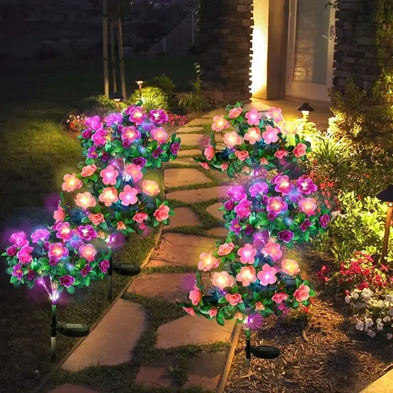 

New LED Waterproof Solar Azalea Flowers Lights Outdoor Landscape Light for Lawn Patio Garden Path Decorative Lighting Lamp