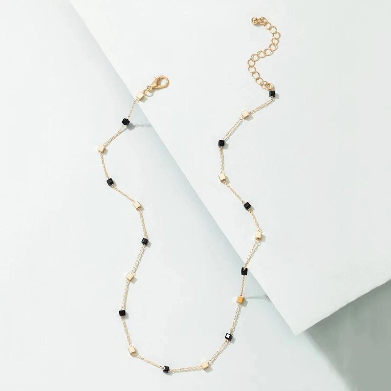 docona Charms Bead Clavicle Chain Choker Necklace for Women Elegance Gold Color Alloy Metal Adjustable Party Jewelry Collar