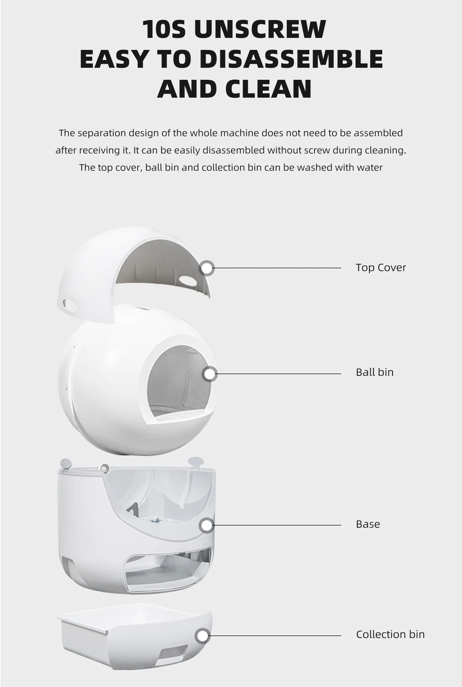 Large Automatic Self-Cleaning Cat Litter Box With APP Control Smart Health Monitor Made Of Durable Plastic Multi-Cat Household