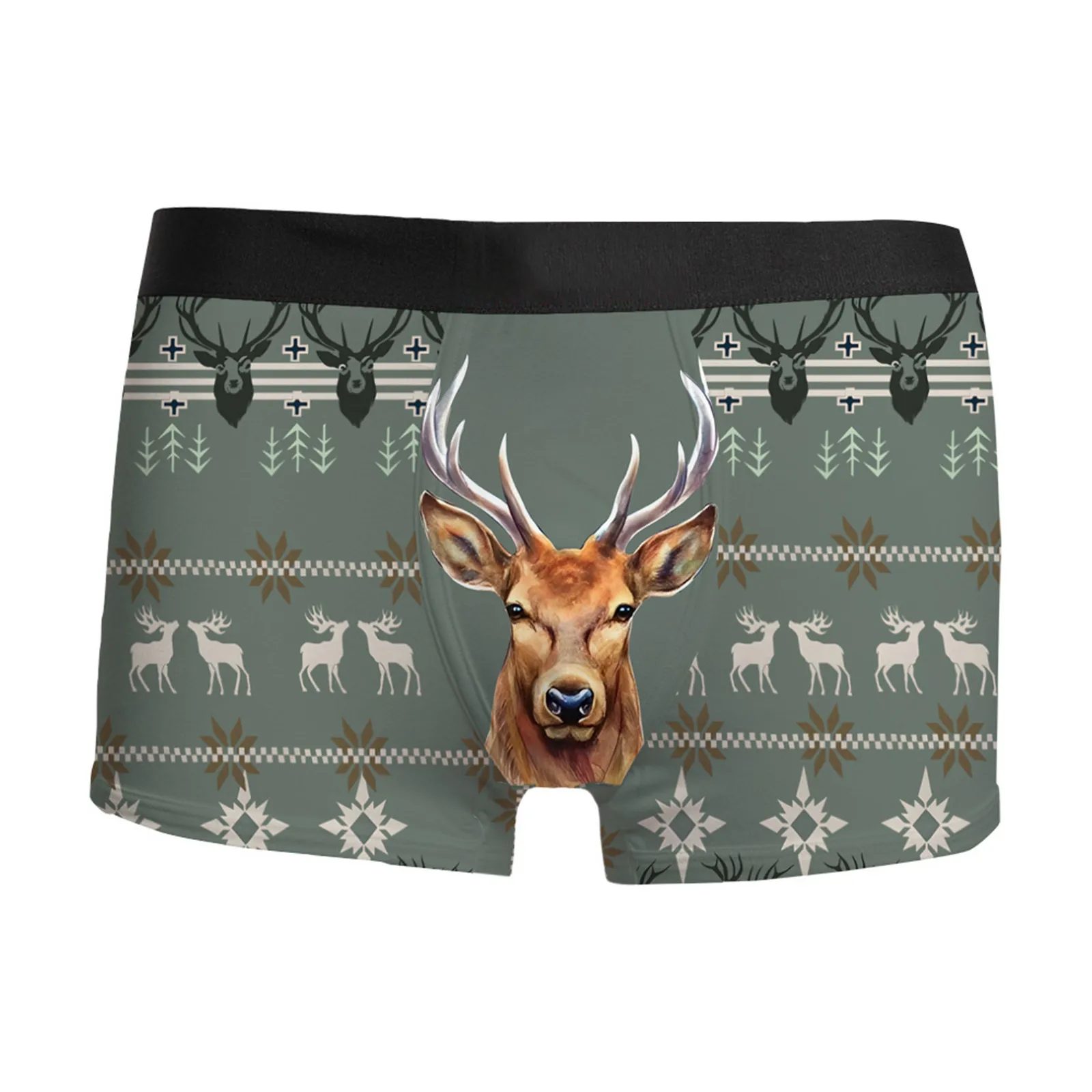 Kerstprint ondergoed ademend heren huidvriendelijke modieuze casual sportboxers vier hoek shorts kerstcadeaus