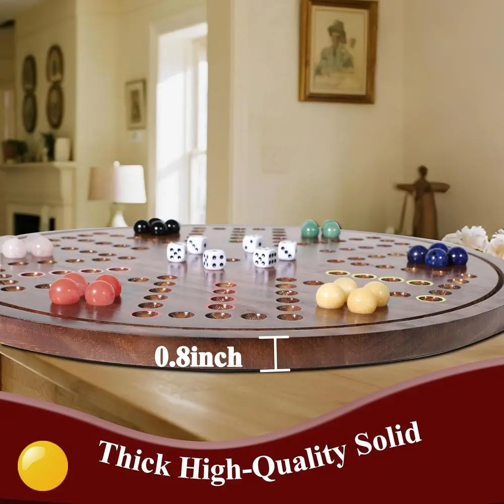 20 لوحة ألعاب Wahoo الفاخرة: خشب متين، 24 رخام أحجار كريمة، 6 نرد، مزدوجة الجوانب لـ 4-6 لاعبين