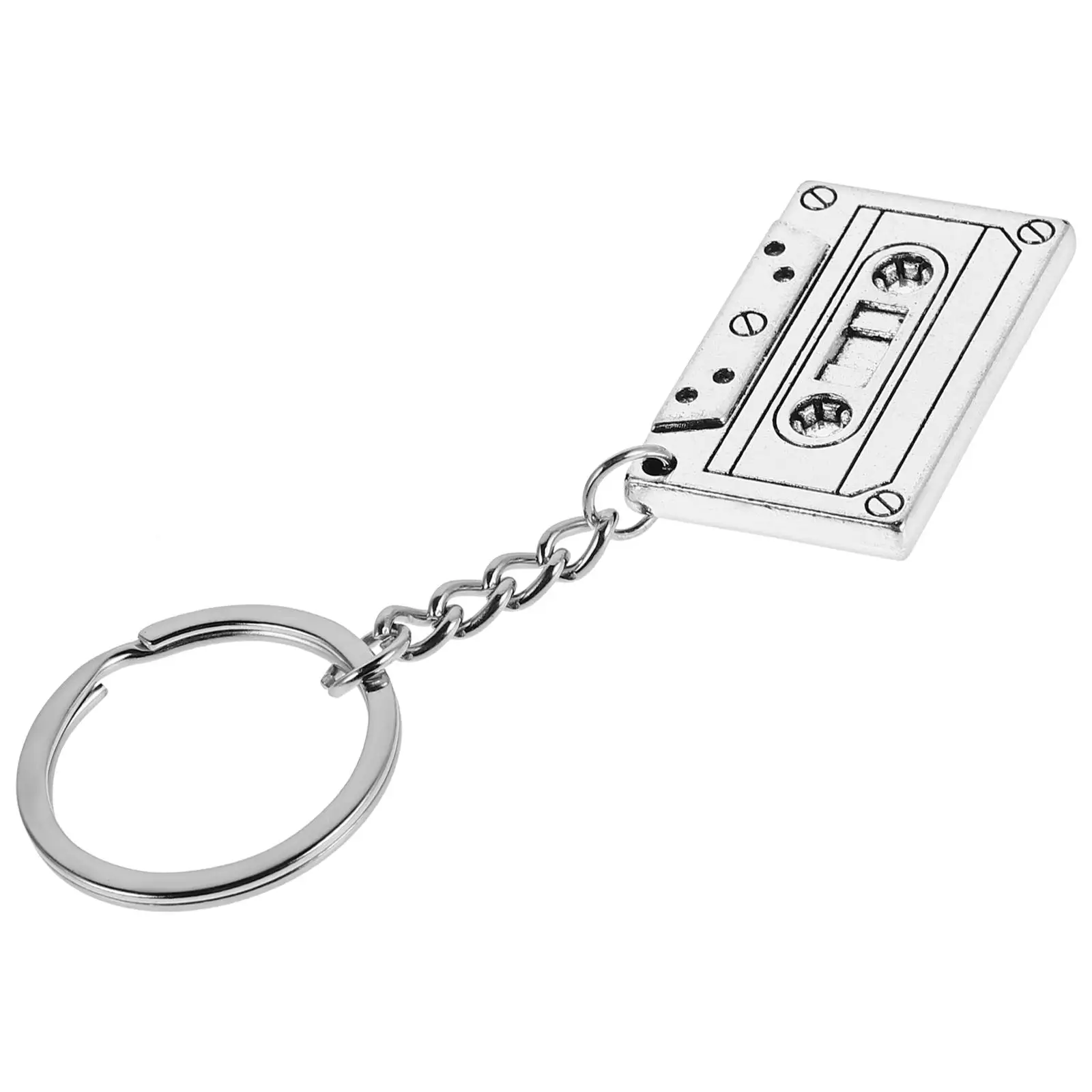 

5pcs Retro Keychain Vintage Pendant Necklace for Car Keys Jewelry Tape Decor Cassette Alloy 80s Girls Accessories